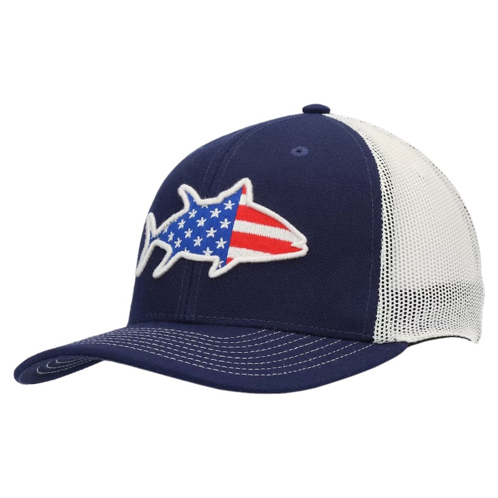 Local Crowns Tuna USA Collection Navy White Adjustable Snapback Trucker Hat OSFM